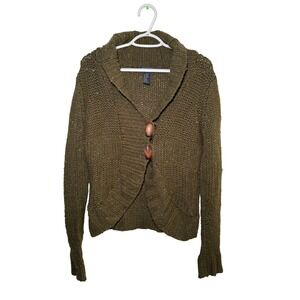 DEX FRESH Speckled Cardigan Sweater Shawl Collar Womens Medium Y2K Fairy Boho